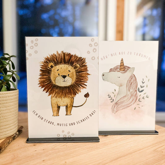 Poster Löwe und Einhorn von Christinas Kartenkunst