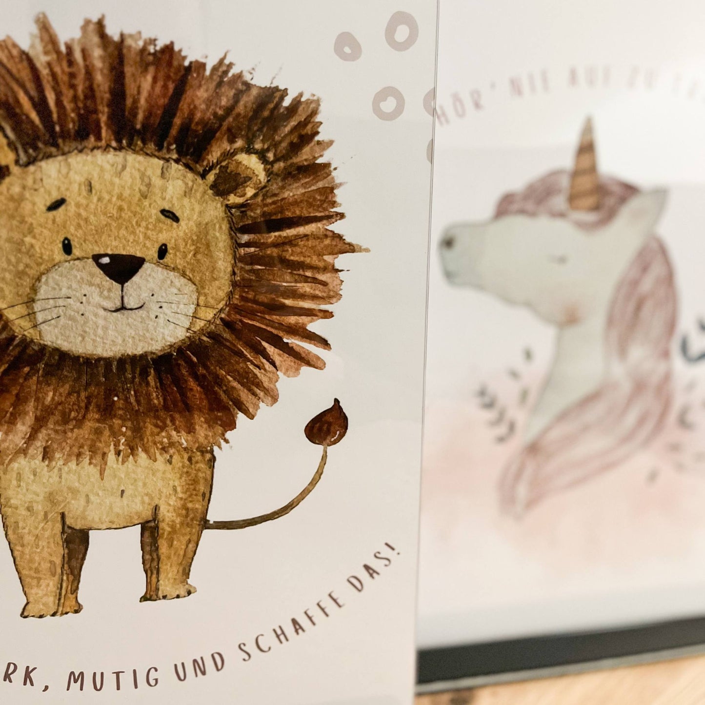 Poster Löwe und Einhorn von Christinas Kartenkunst