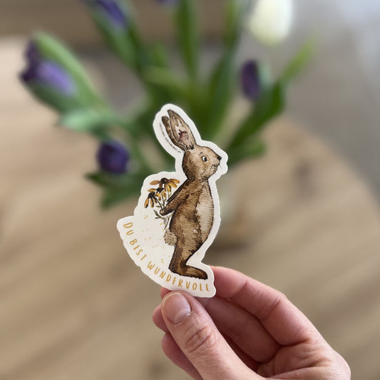 Sticker Hase-wundervoll als hochwertiger Vinyl Sticker von Christinas Kartenkunst