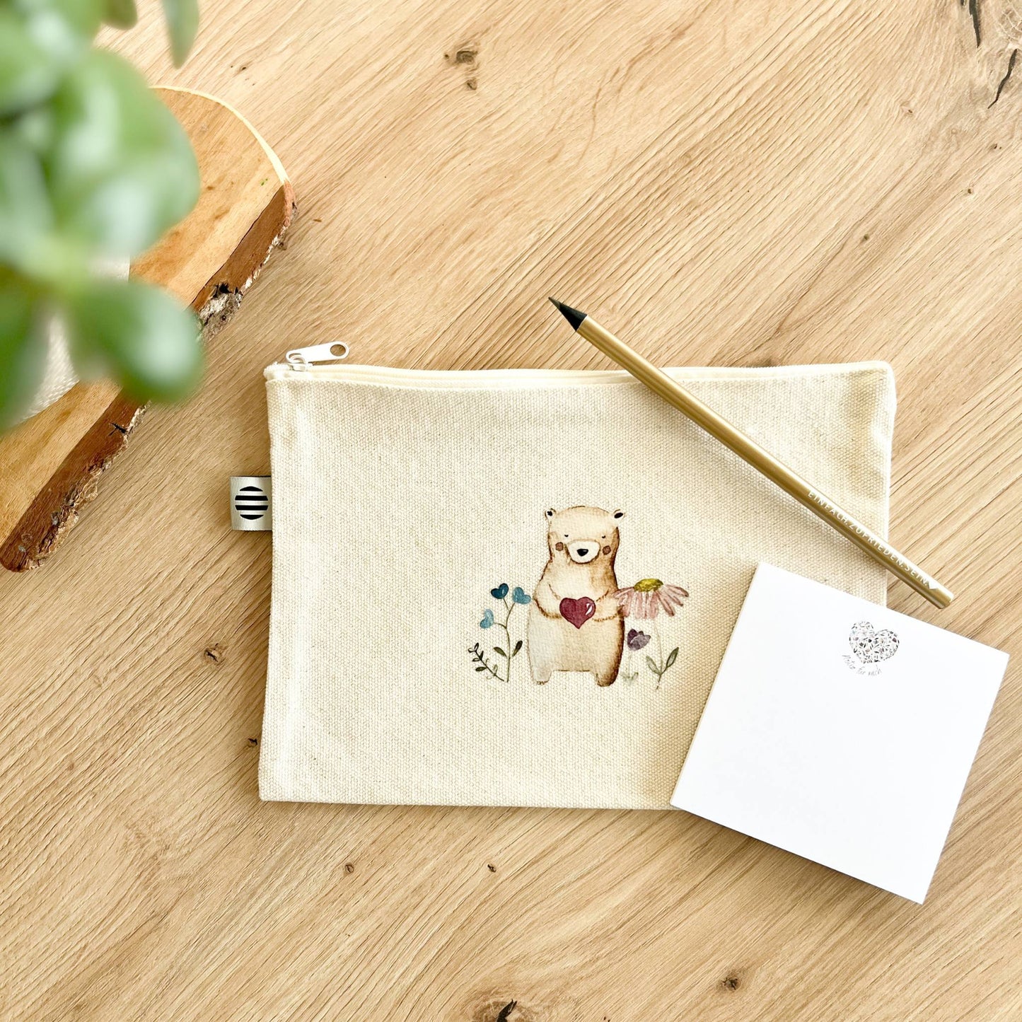 Stofftasche Geschenkidee mit Block und Bleistift von Christinas Kartenkunst