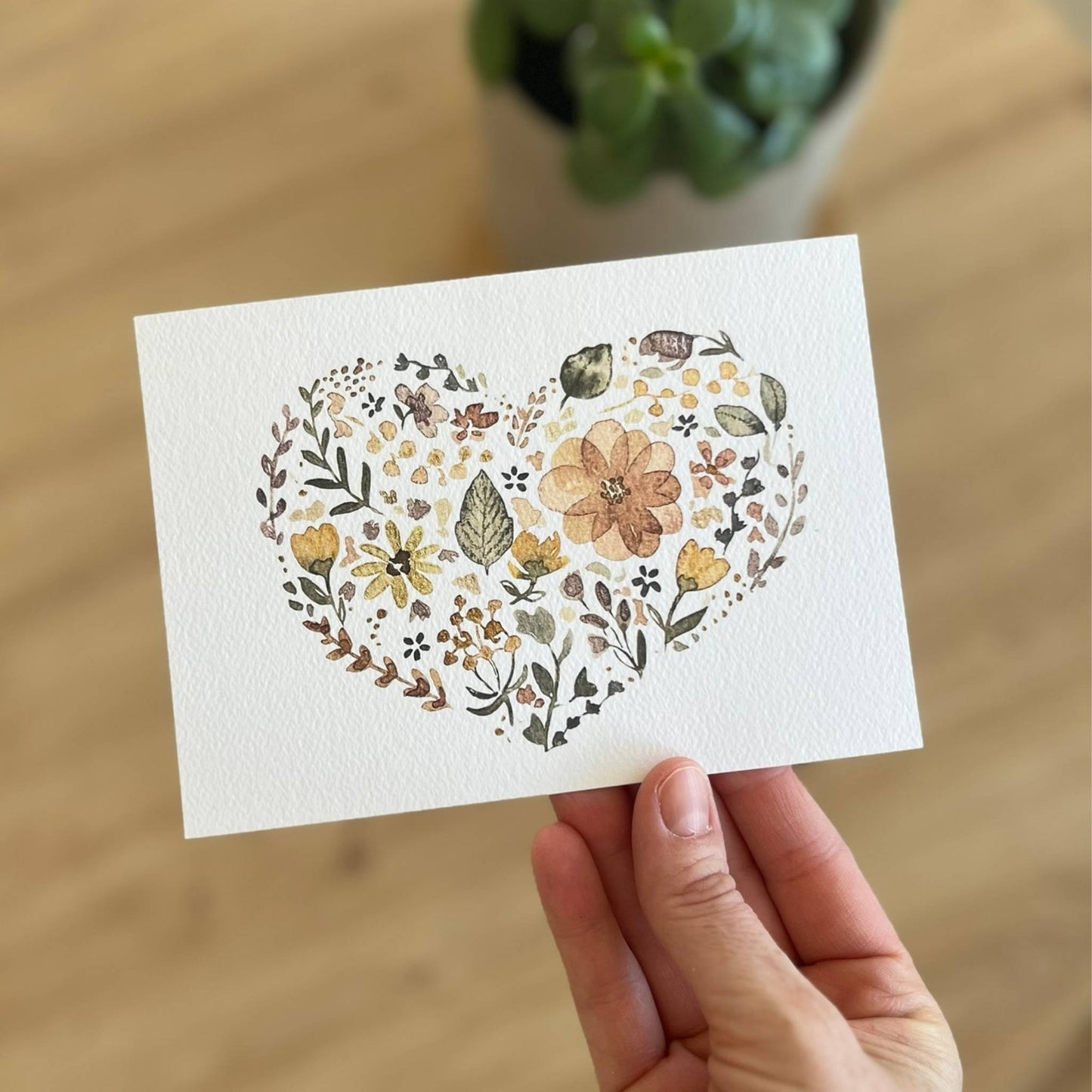 Karte Blütenherz beige Christinas Kartenkunst