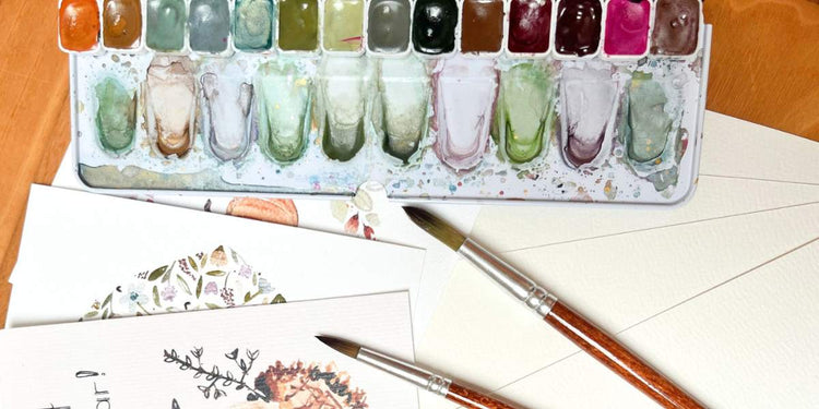 Aquarell malen Workshop mit Aquarellfarben, Pinsel und Papier