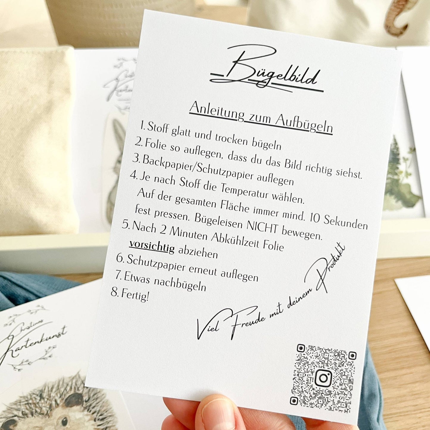 Anleitung zum Aufbügel des Bügelbildes