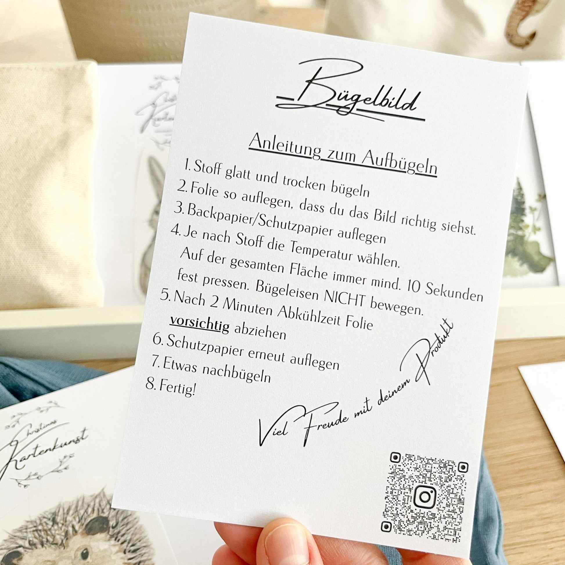 Anleitung zum Aufbügel des Bügelbildes
