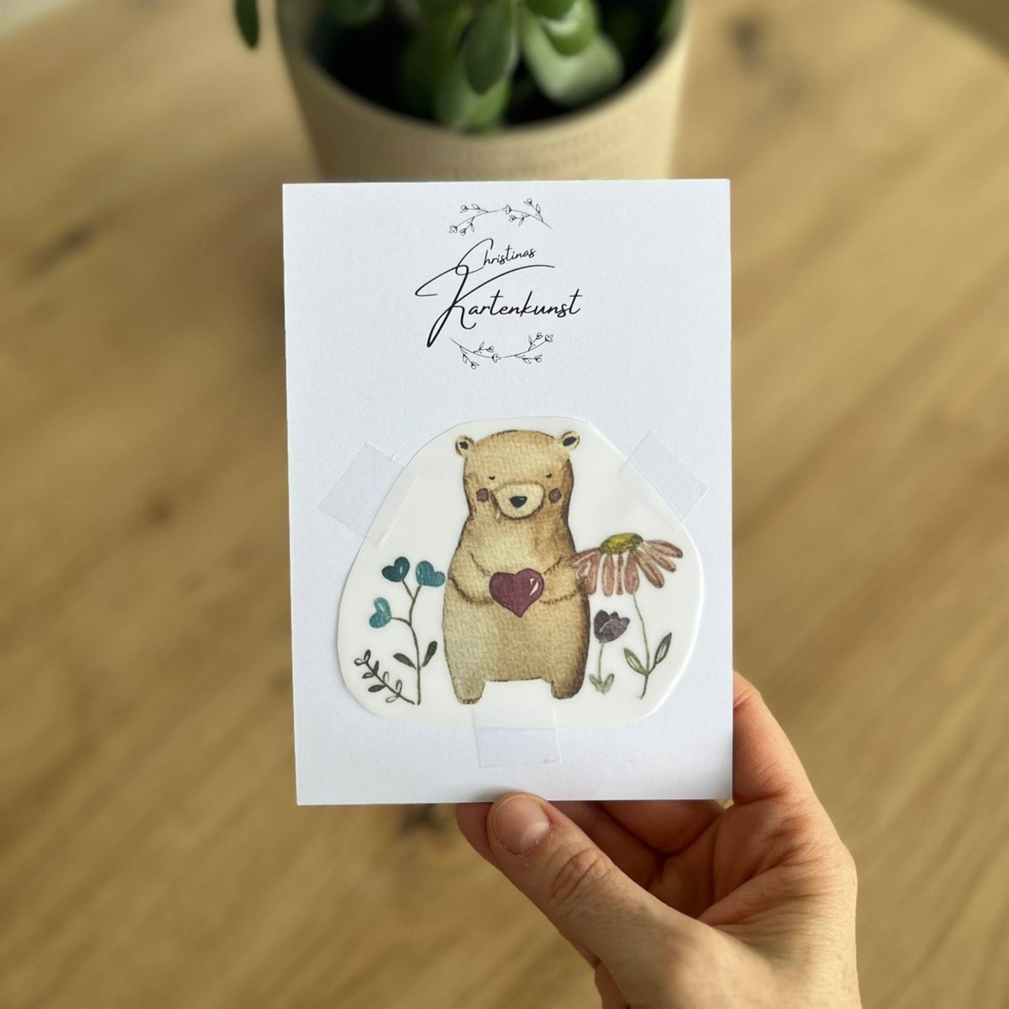 Bügelbild Bär mit Blumen Christinas Kartenkunst