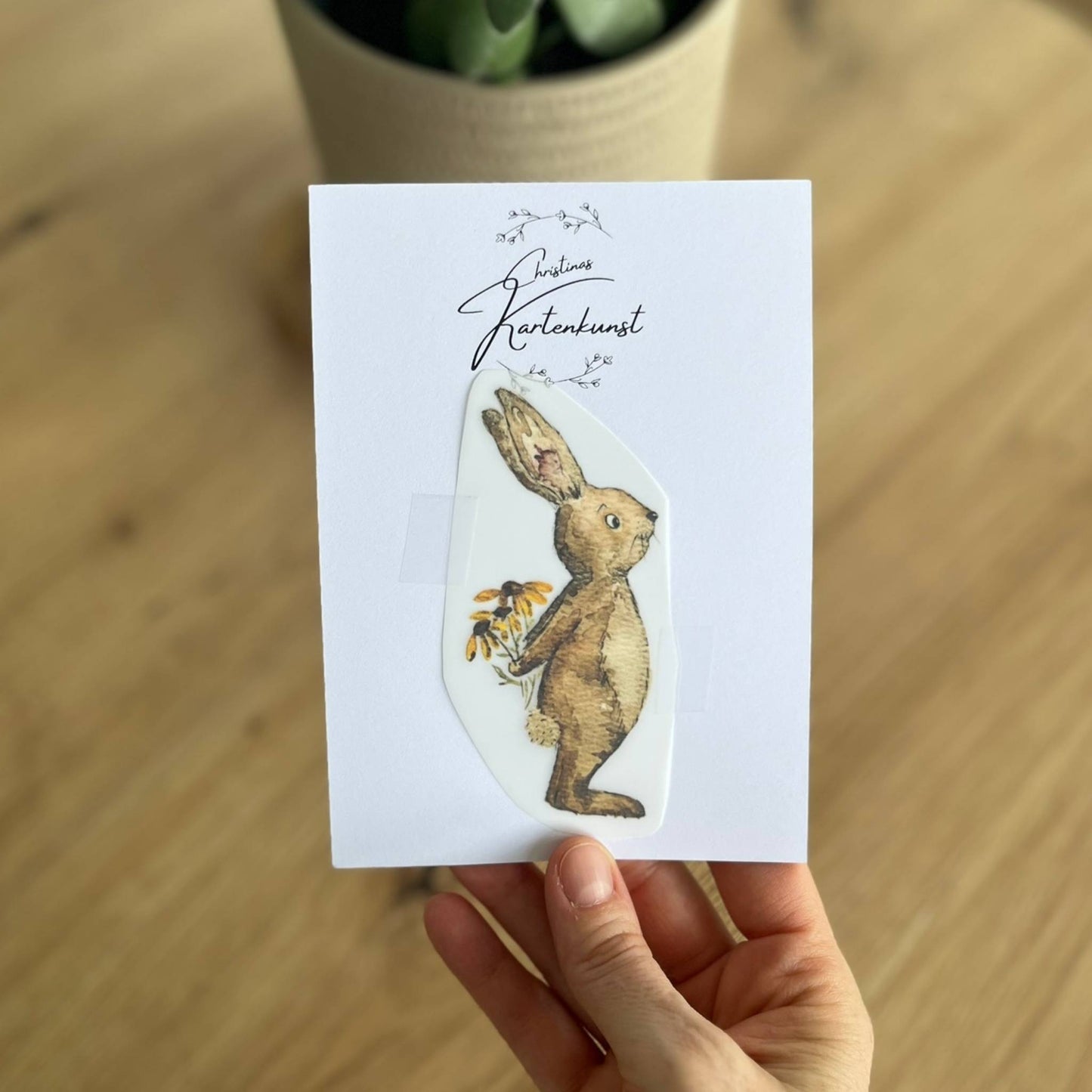 Bügelbild Hase Blumen Christinas Kartenkunst