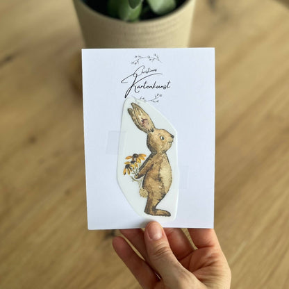 Bügelbild Hase Blumen Christinas Kartenkunst