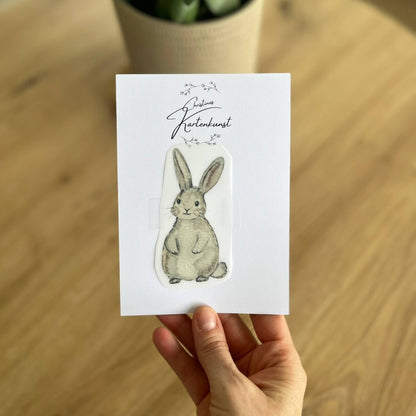 Bügelbild Hase grau Christinas Kartenkunst