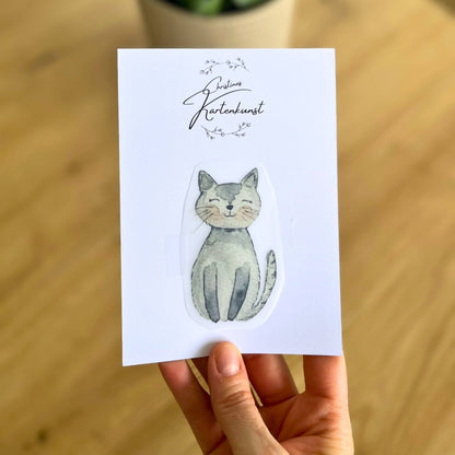 Bügelbild Katze grau Christinas Kartenkunst
