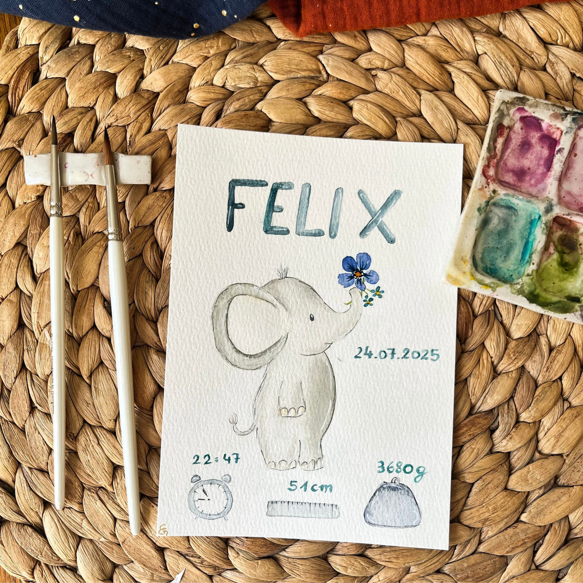 Geburtsbild klein handgemalt