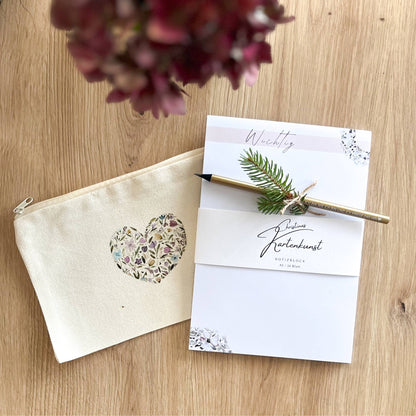 goldener Bleistift mit Spruch und Notizblock von Christinas Kartenkunst
