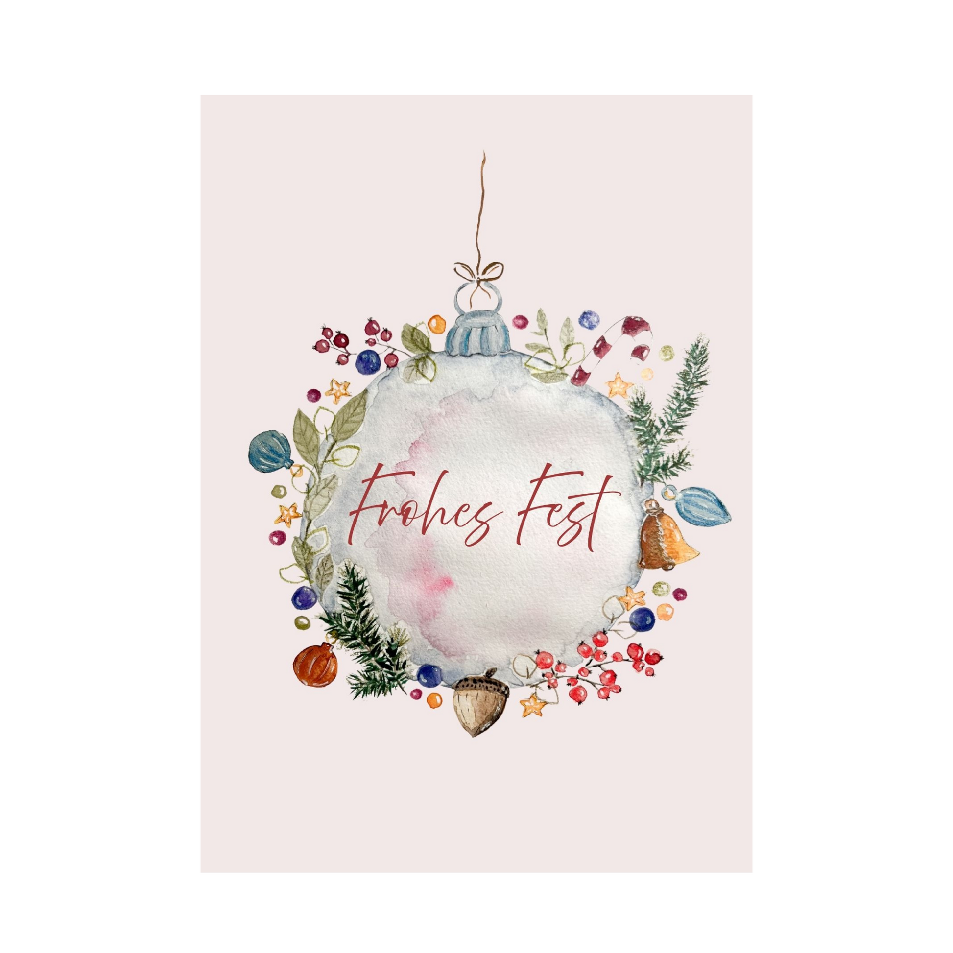 Weihnachtskarte geschmückte Christbaumkugel von Christinas Kartenkunst