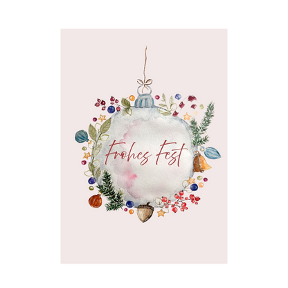 Weihnachtskarte geschmückte Christbaumkugel von Christinas Kartenkunst