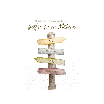 Grußkarte Matura Wegweiser Christinas Kartenkunst