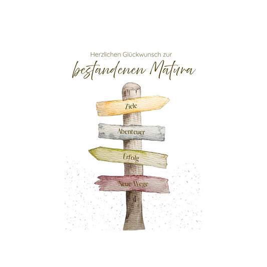 Grußkarte Matura Wegweiser Christinas Kartenkunst