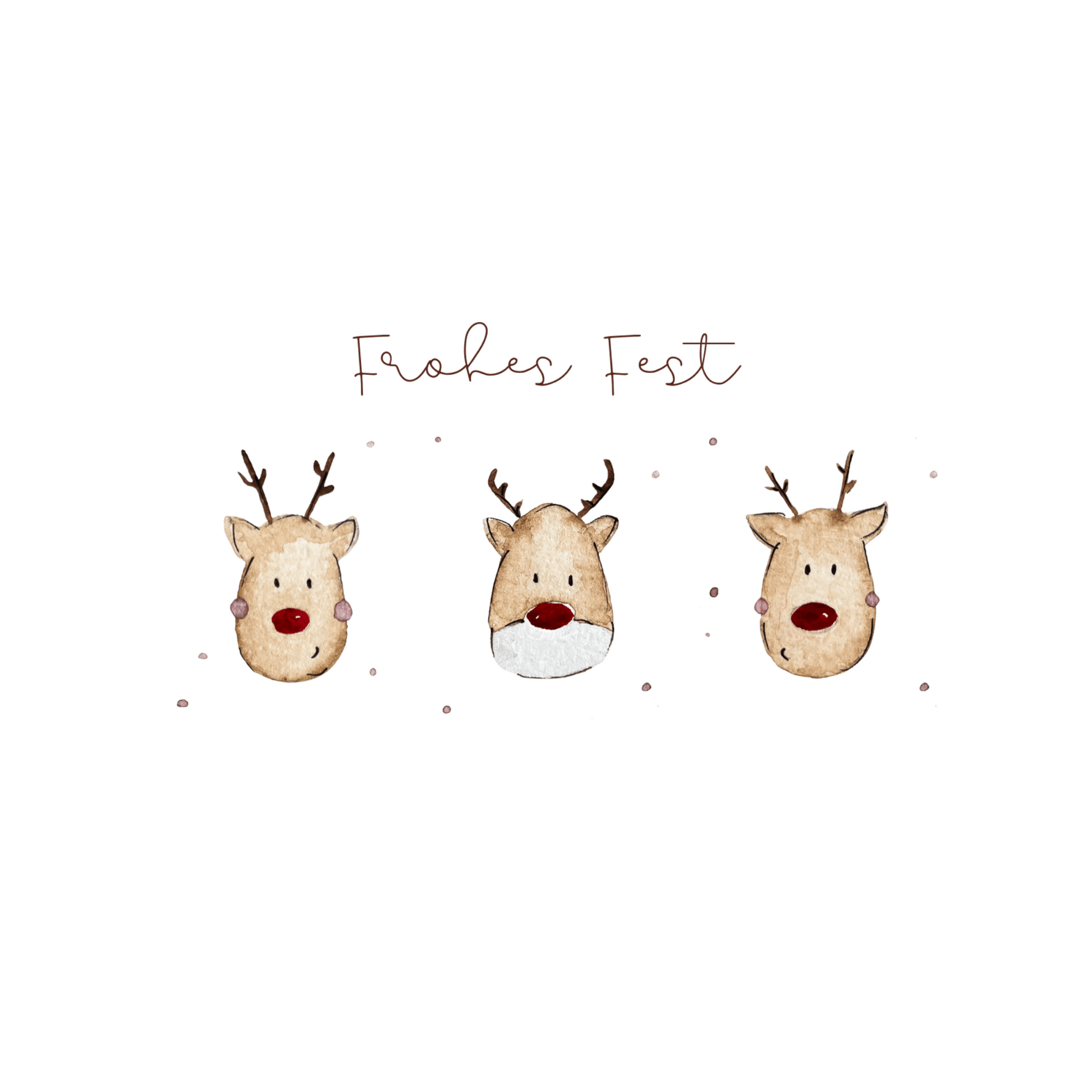 Weihnachtskarte "Frohes Fest" mit drei Rentieren Christinas Kartenkunst