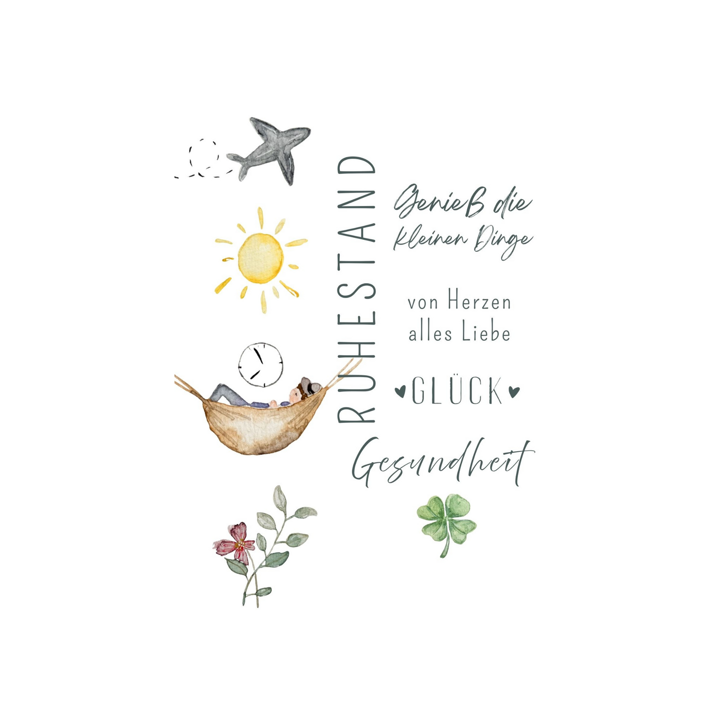 Grußkarte Ruhestand Symbole Christinas Kartenkunst