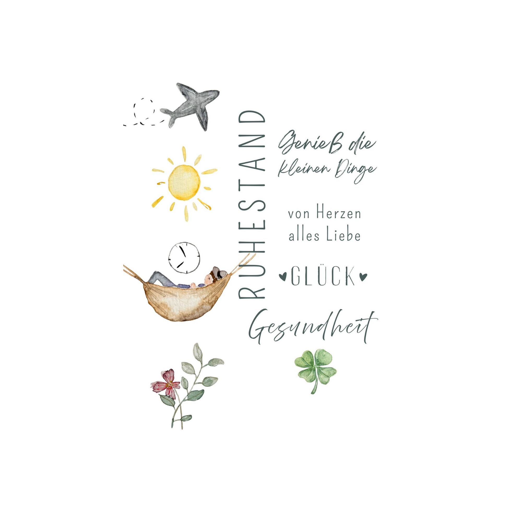 Grußkarte Ruhestand Symbole Christinas Kartenkunst