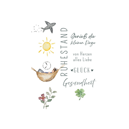 Grußkarte Ruhestand Symbole Christinas Kartenkunst