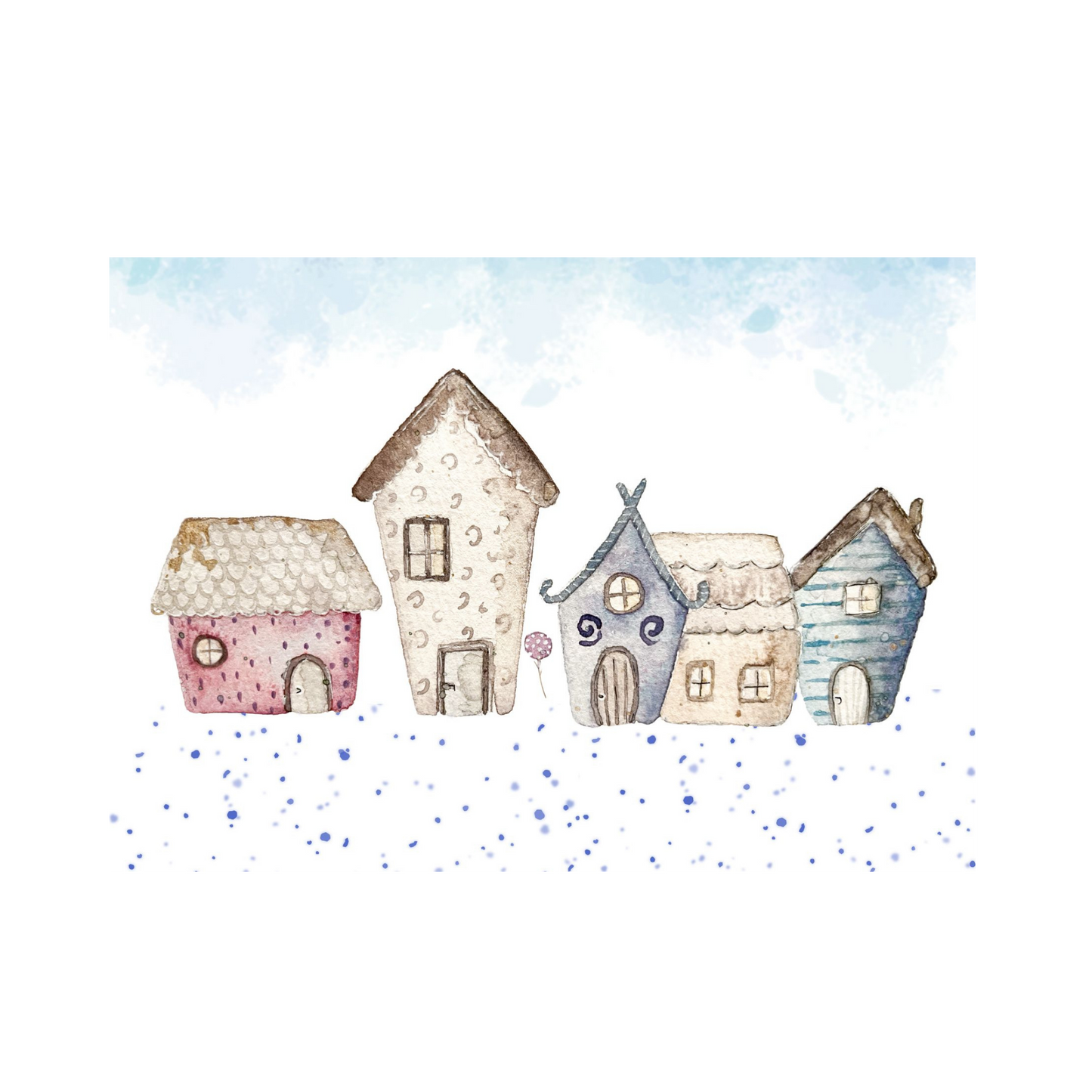 Winterliche Weihnachtskarte Winterhäuschen von Christinas Kartenkunst