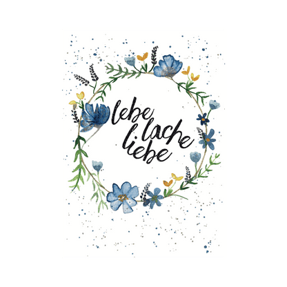 Karte Lebe, liebe, lache Krank blau Christinas Kartenkunst