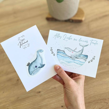 Karte  Bügelbild Taufe Wal Christinas Kartenkunst