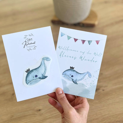 Karte und Bügelbild: Wal mit Krone Christinas Kartenkunst