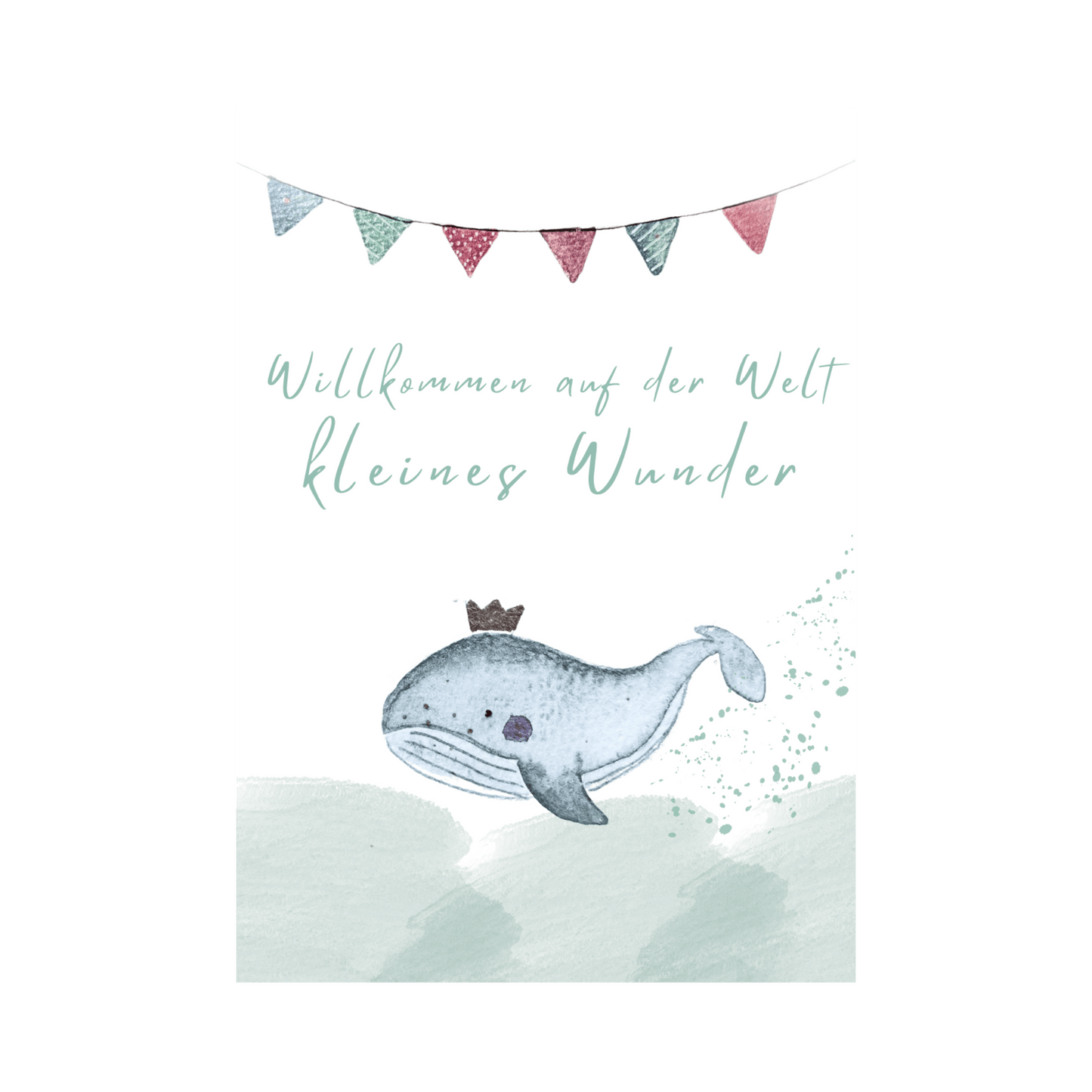 Karte zur Geburt: Wal Willkommen auf der Welt, kleines Wunder Christinas Kartenkunst