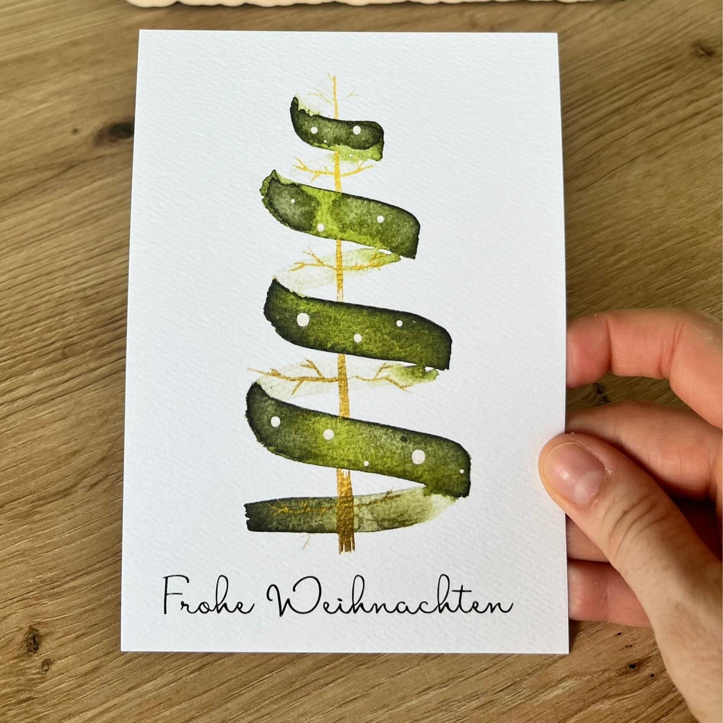 Weihnachtskarte mit Aufdruck "Frohe Weihnachten" und Christbaum Christinas Kartenkunst