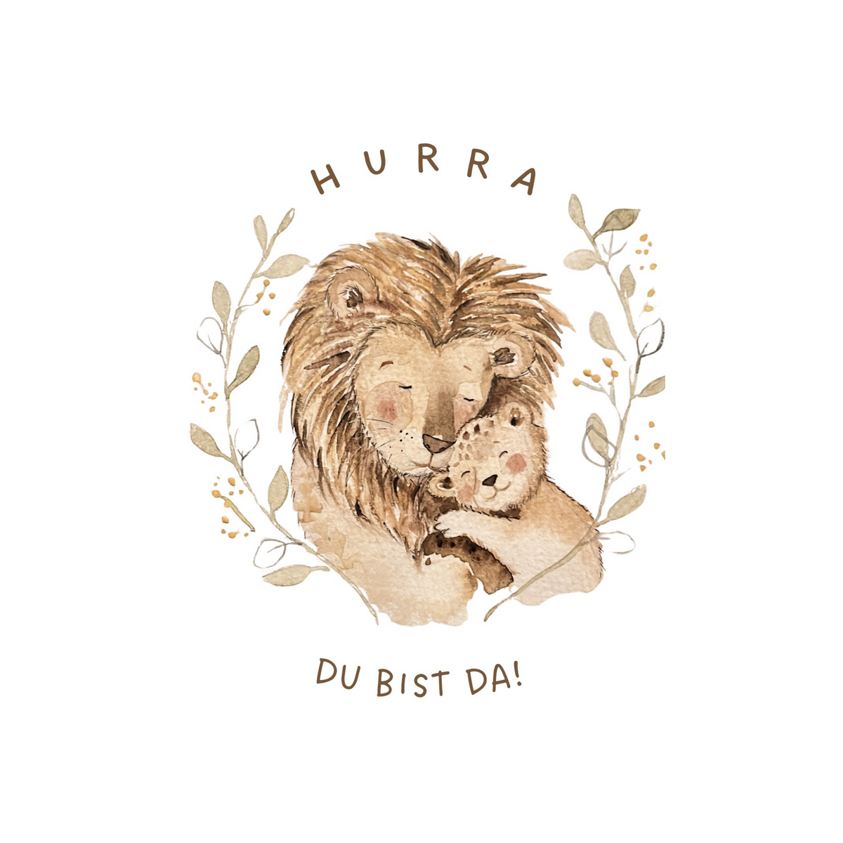 Grußkarte Löwe Hurra du bist da von Christinas Kartenkunst