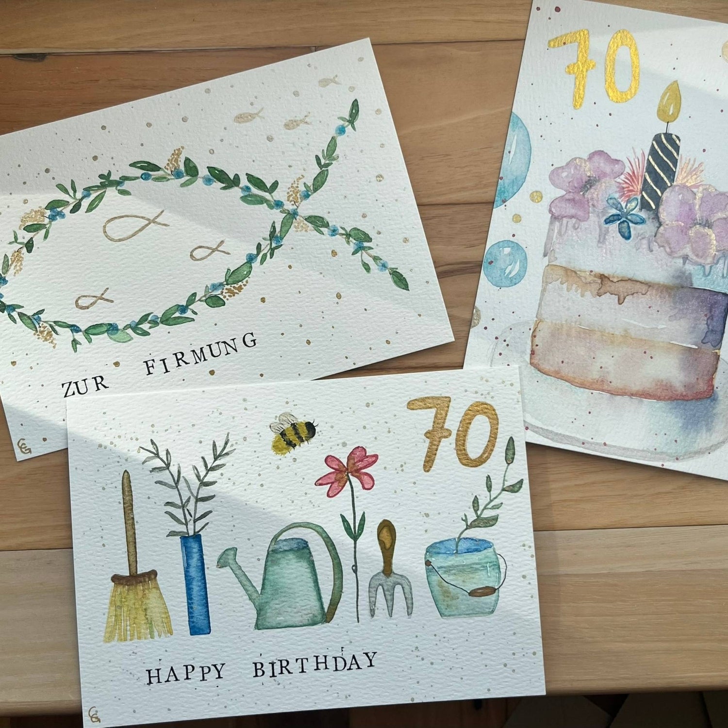 Aquarellkarten handgemalt Christinas Kartenkunst
