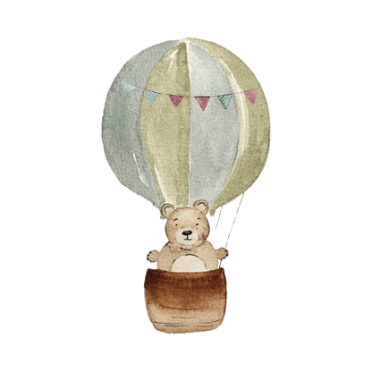Bügelbild Bär im Heißluftballon