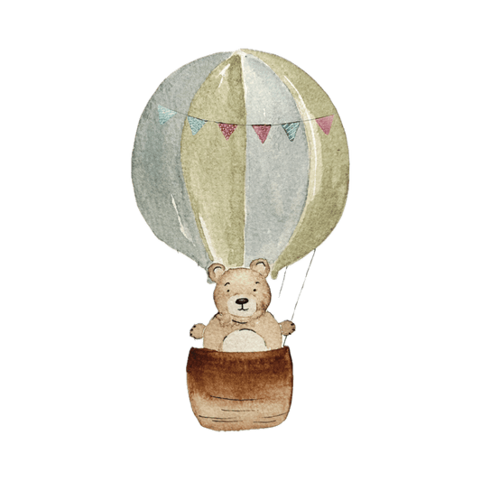 Bügelbild Bär im Heißluftballon