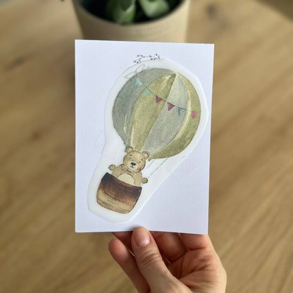 Bügelbild Bär im Heißluftballon