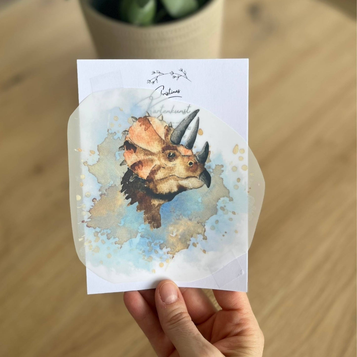 Bügelbild Triceratops Christinas Kartenkunst