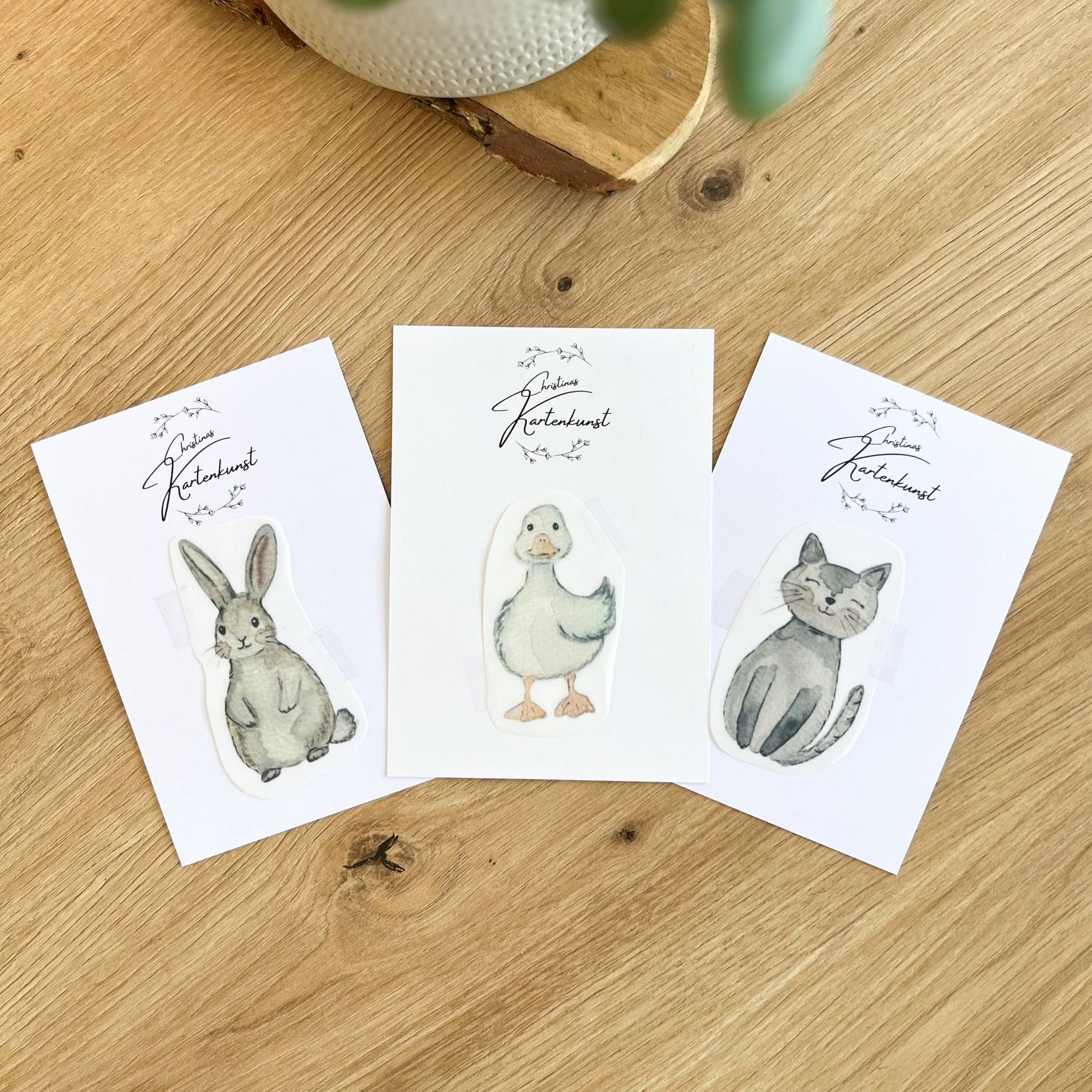 Bügelbilder 3er Set Bauernhof Hase, Gans, Katze Christinas Kartenkunst