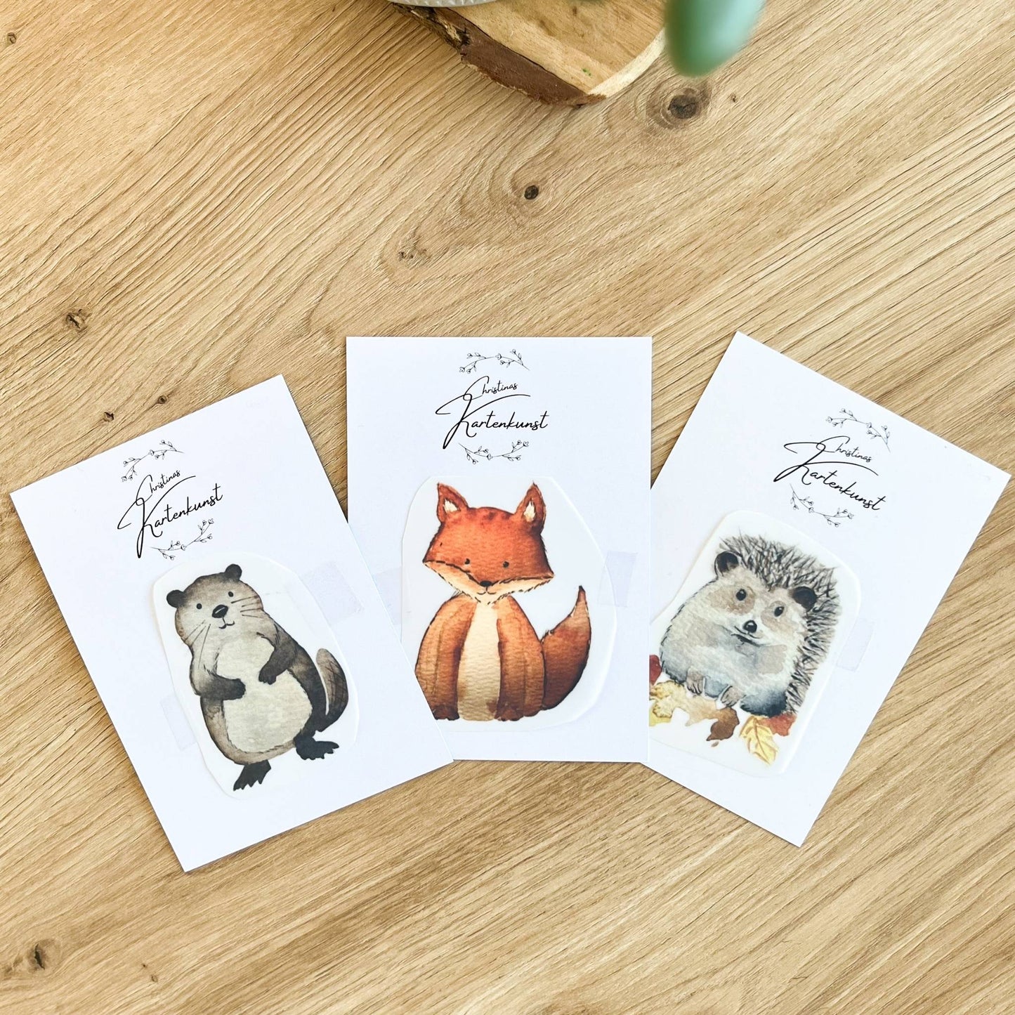 Bügelbild 3er Set Waldtiere Biber, Fuchs, Igel Christinas Kartenkunst