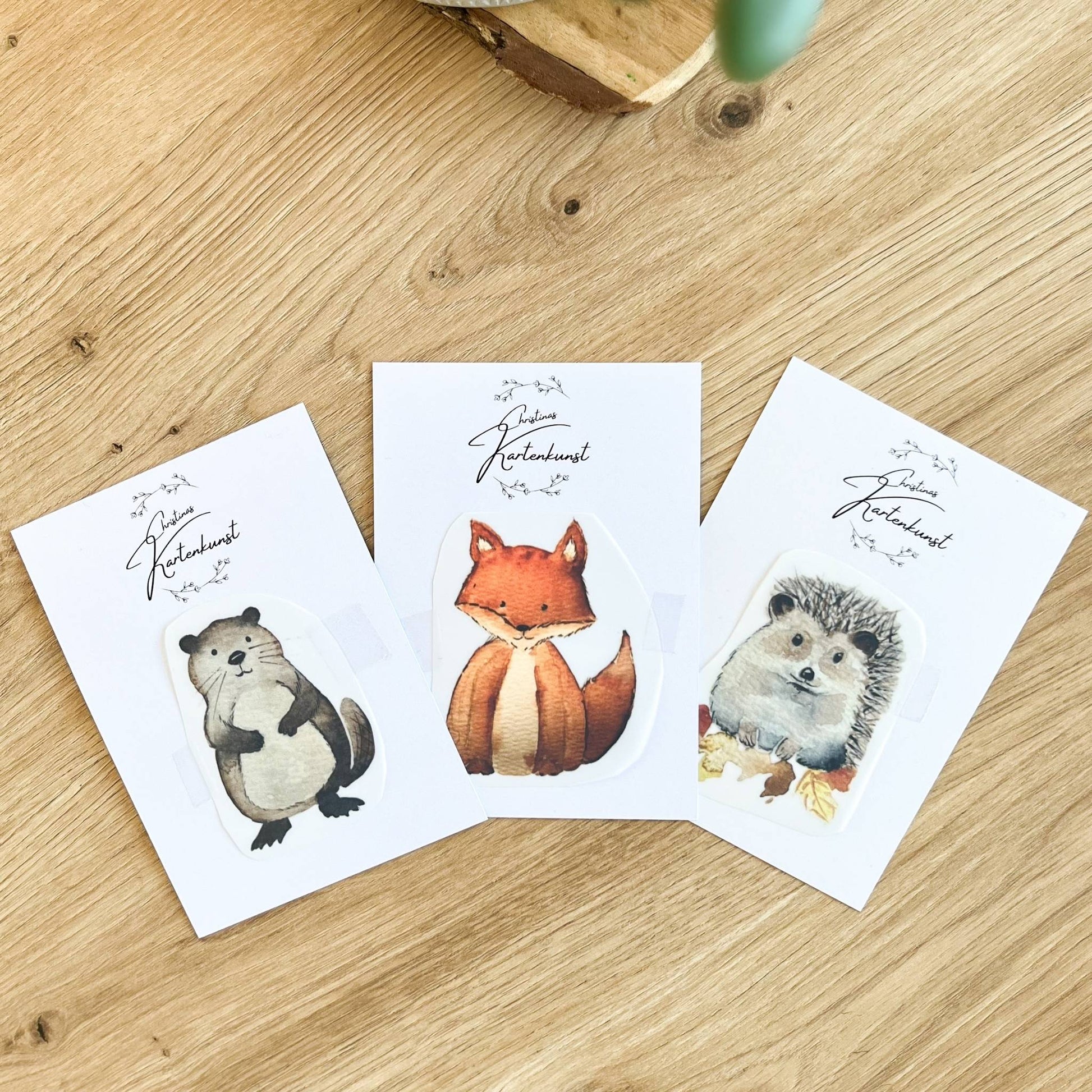 Bügelbild 3er Set Waldtiere Biber, Fuchs, Igel Christinas Kartenkunst