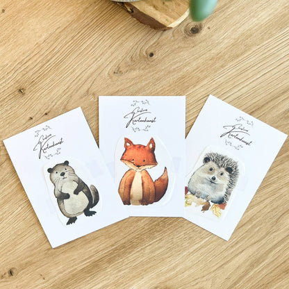 Bügelbild 3er Set Waldtiere Biber, Fuchs, Igel Christinas Kartenkunst