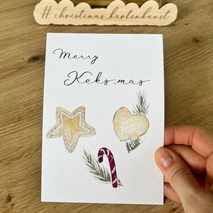 Weihnachtskarte Happy Keksmas Christinas Kartenkunst