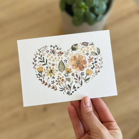 Karte Blütenherz beige Christinas Kartenkunst