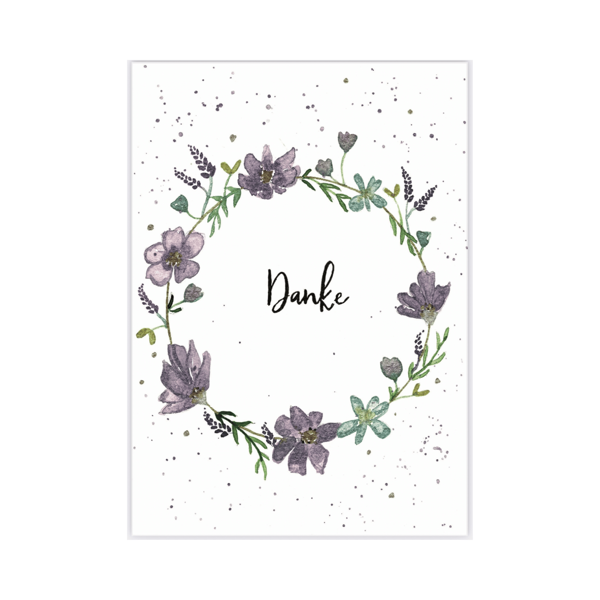 Karte Danke Kranz violett Christinas Kartenkunst