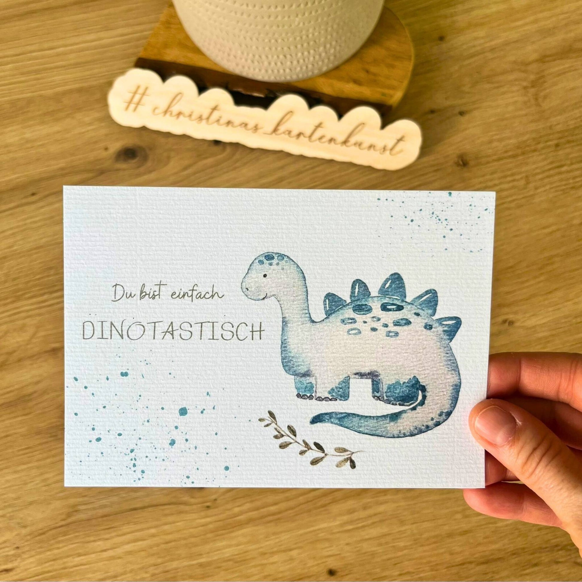 Karte DINOTASTISCH Langhals Christinas Kartenkunst