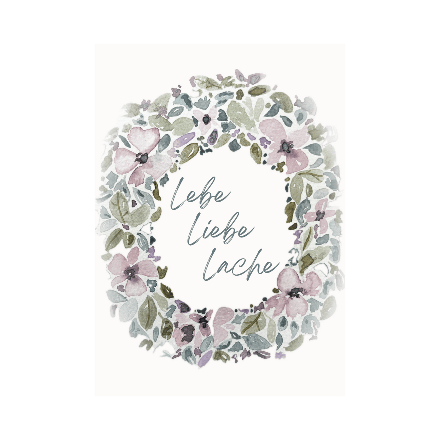 Karte Lebe Liebe Lache rosa Kranz Christinas Kartenkunst