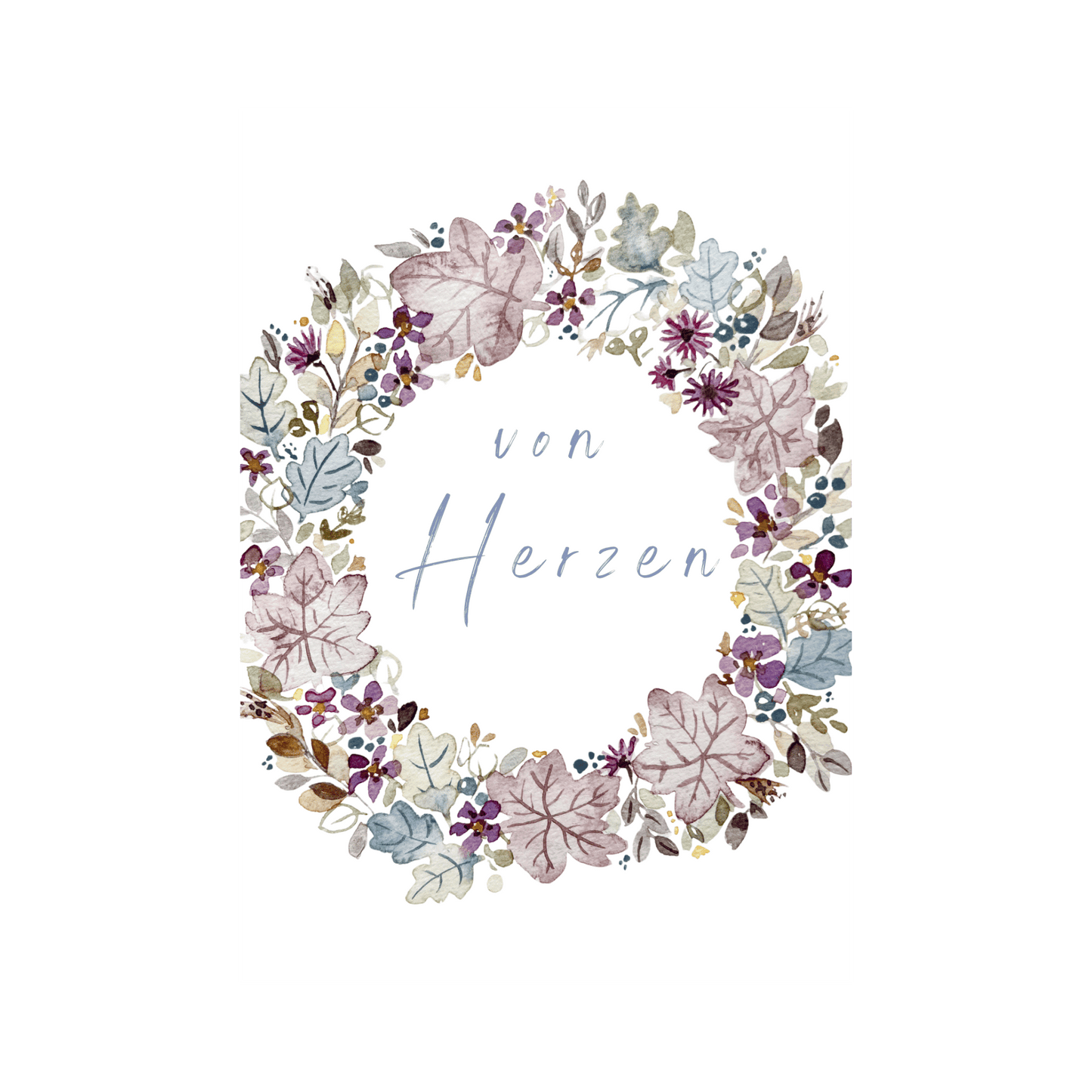 Grußkarte Von Herzen mit Blütenkranz Christinas Kartenkunst