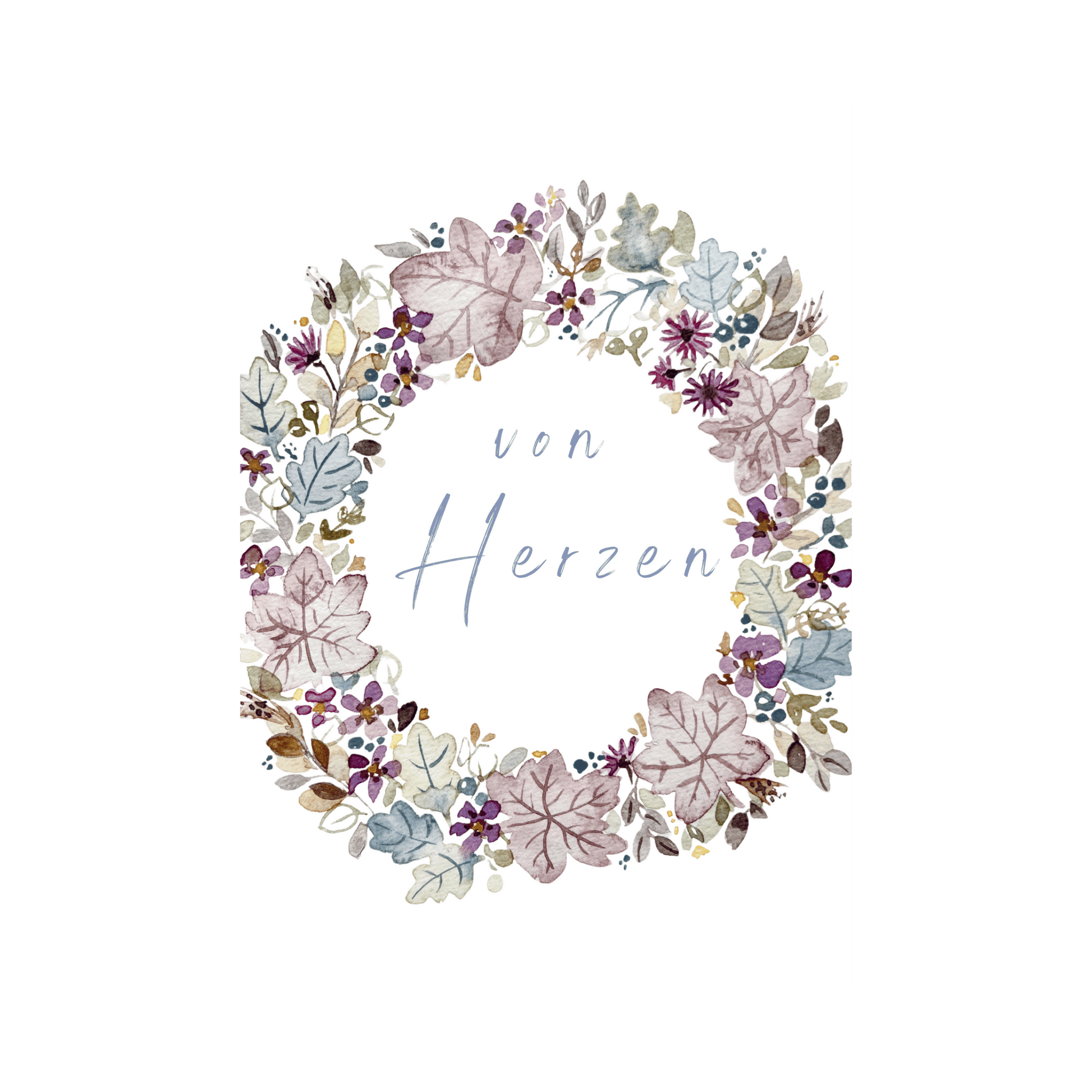 Grußkarte Von Herzen mit Blütenkranz Christinas Kartenkunst