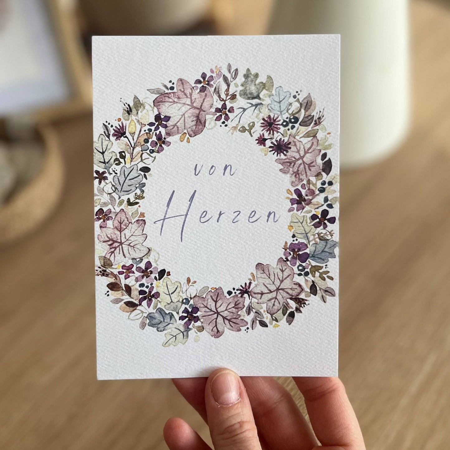 Grußkarte Von Herzen mit Blütenkranz Christinas Kartenkunst